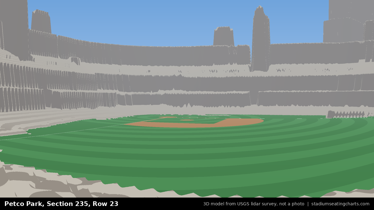 View from Petco Park Section 235, Row 23, looking toward the pitcher's mound