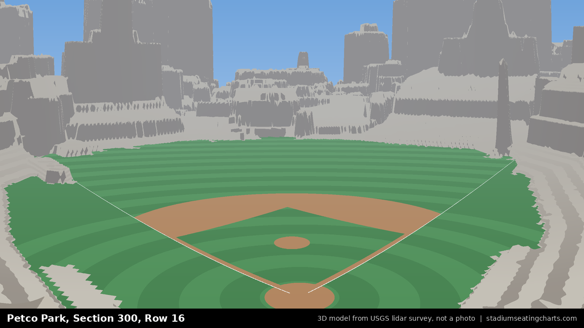 View from Petco Park Section 300, Row 16, looking toward the pitcher's mound