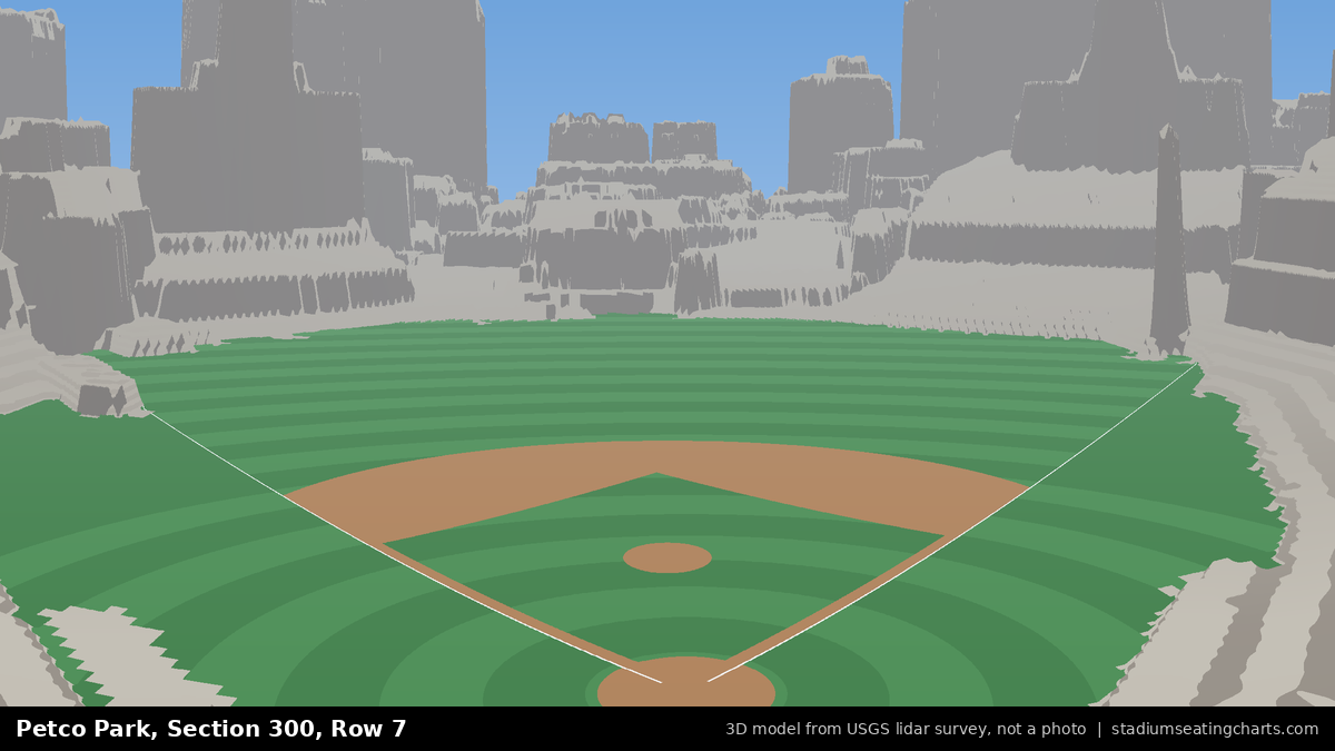 View from Petco Park Section 300, Row 7, looking toward the pitcher's mound