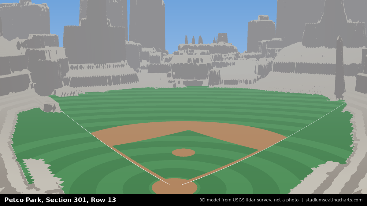 View from Petco Park Section 301, Row 13, looking toward the pitcher's mound