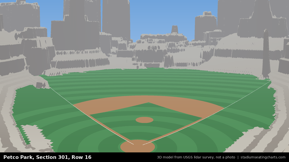 View from Petco Park Section 301, Row 16, looking toward the pitcher's mound