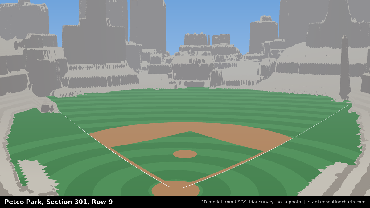 View from Petco Park Section 301, Row 9, looking toward the pitcher's mound