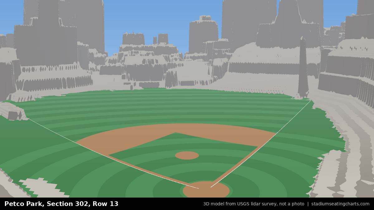 View from Petco Park Section 302, Row 13, looking toward the pitcher's mound