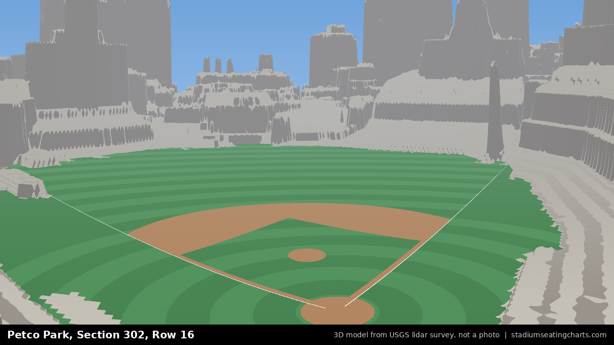 View from Petco Park Section 302, Row 16, looking toward the pitcher's mound