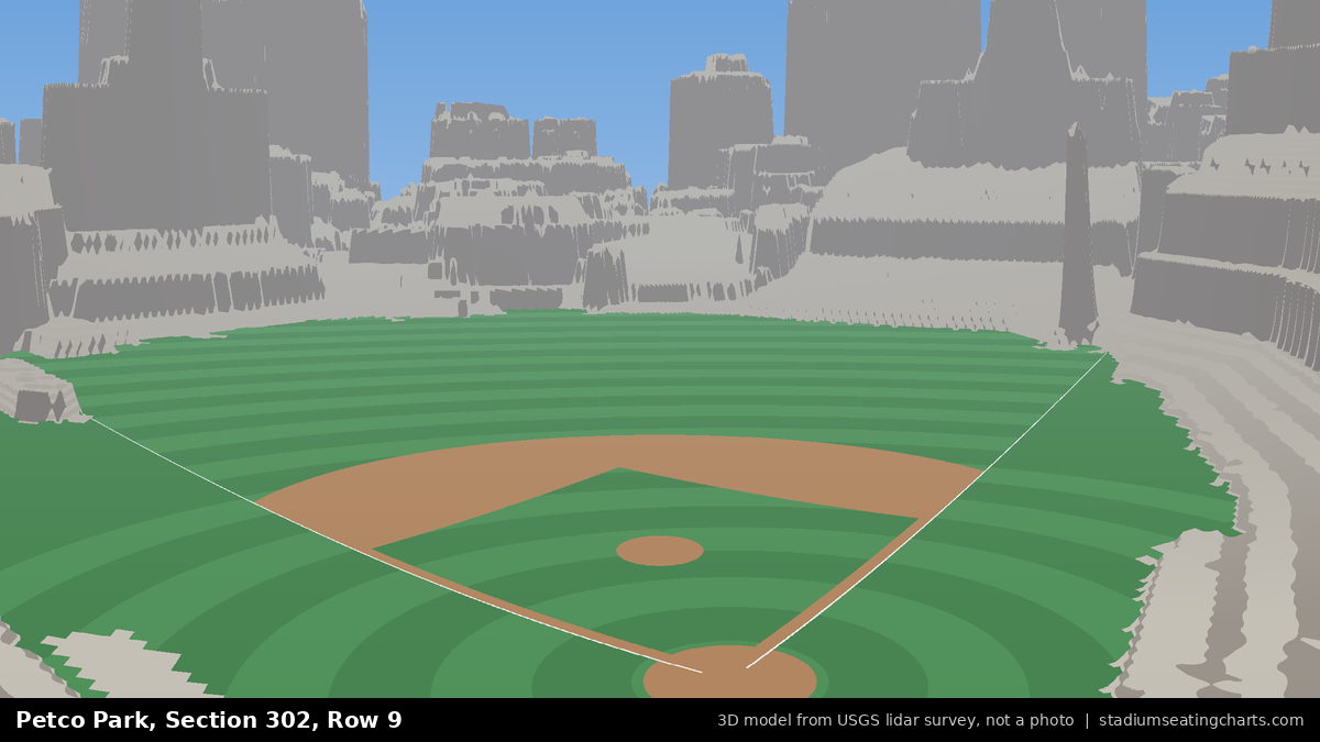 View from Petco Park Section 302, Row 9, looking toward the pitcher's mound