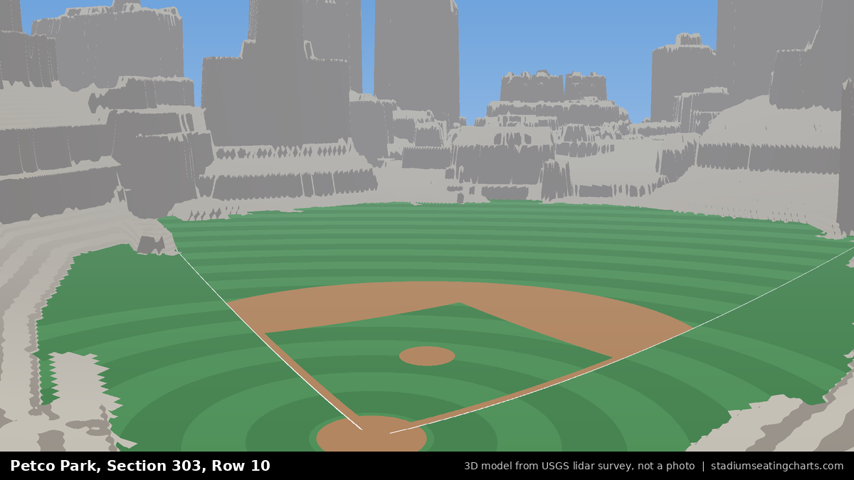 View from Petco Park Section 303, Row 10, looking toward the pitcher's mound