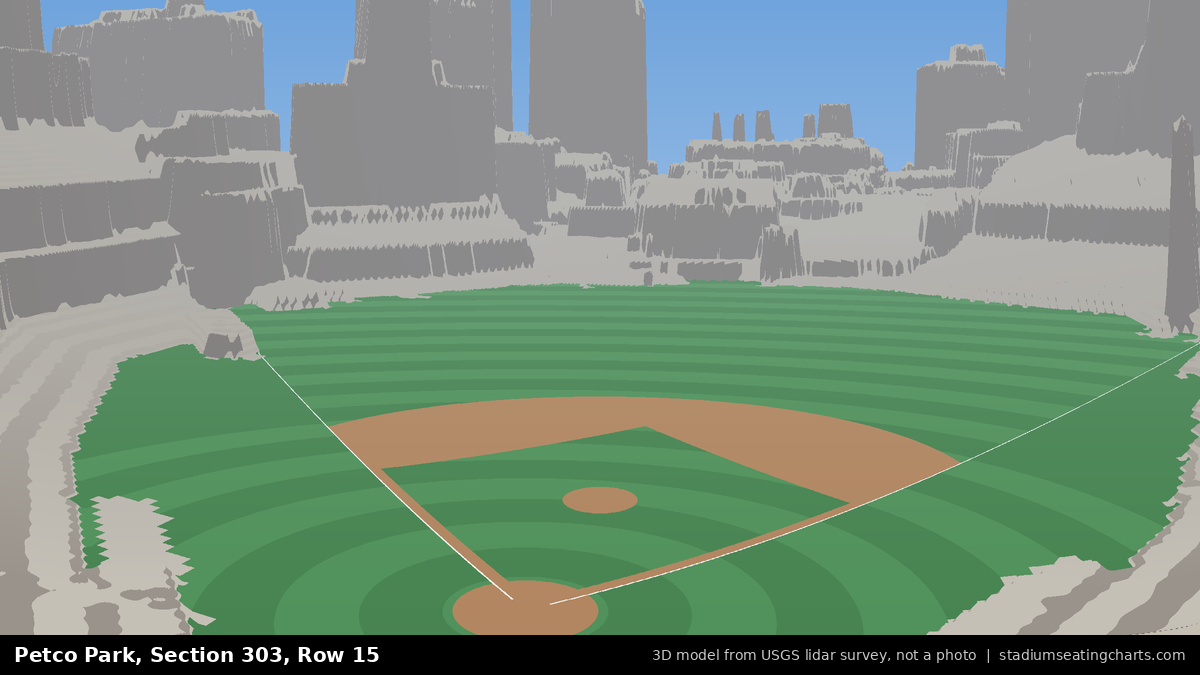 View from Petco Park Section 303, Row 15, looking toward the pitcher's mound