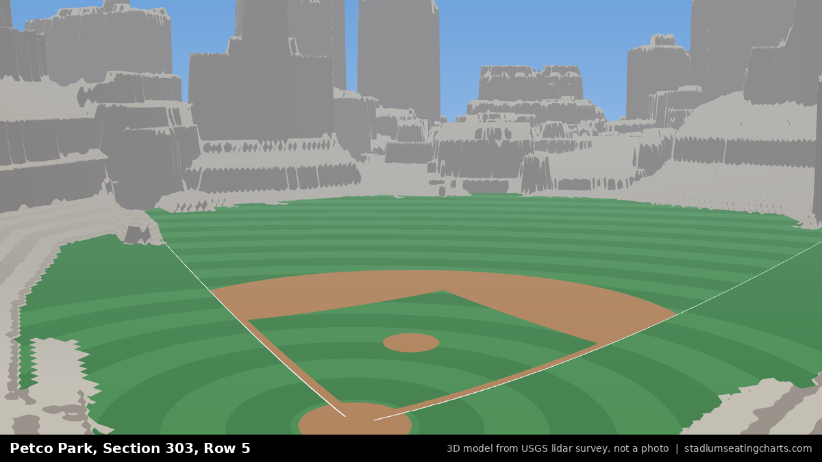 View from Petco Park Section 303, Row 5, looking toward the pitcher's mound