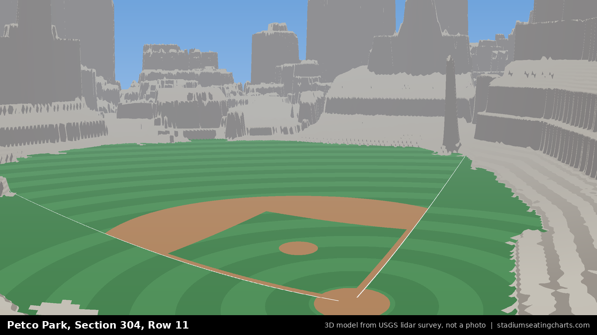 View from Petco Park Section 304, Row 11, looking toward the pitcher's mound