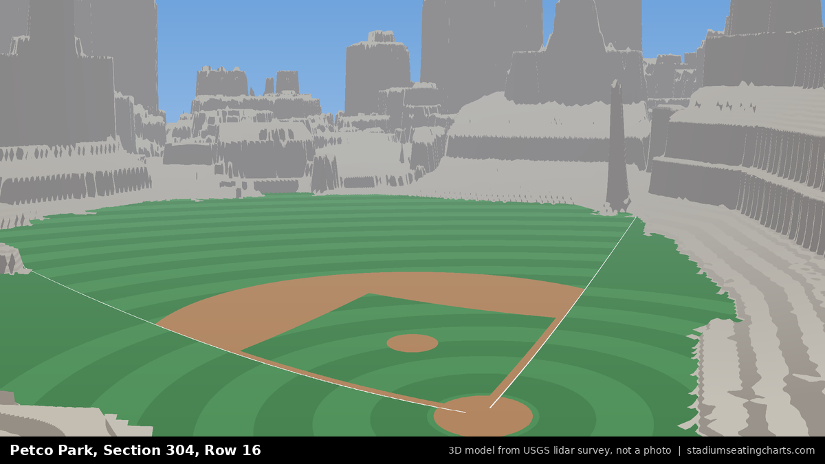 View from Petco Park Section 304, Row 16, looking toward the pitcher's mound