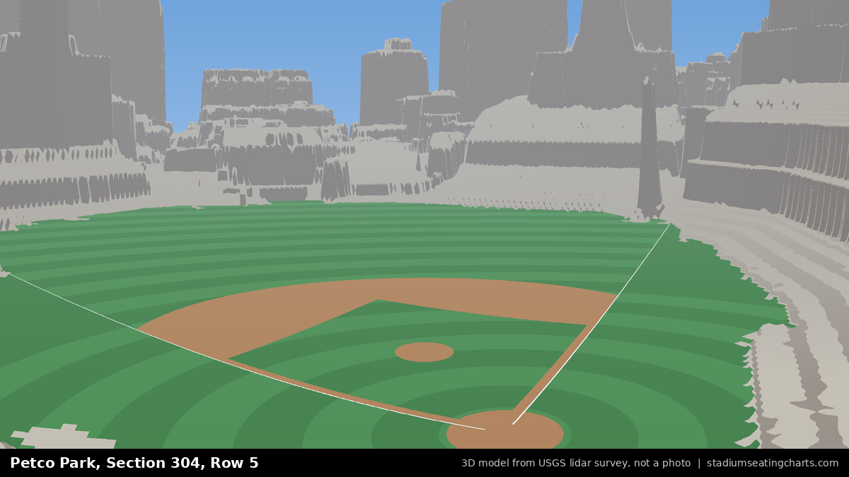 View from Petco Park Section 304, Row 5, looking toward the pitcher's mound