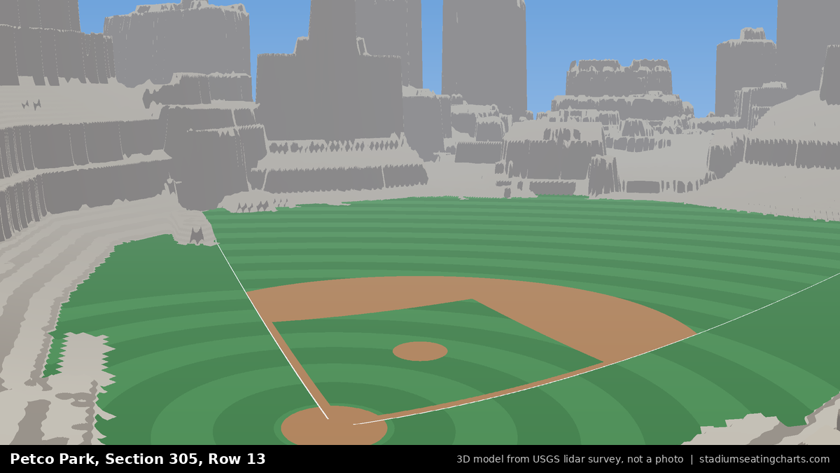 View from Petco Park Section 305, Row 13, looking toward the pitcher's mound