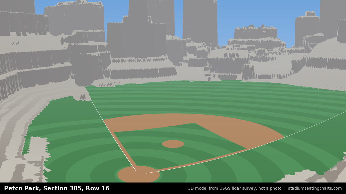 View from Petco Park Section 305, Row 16, looking toward the pitcher's mound