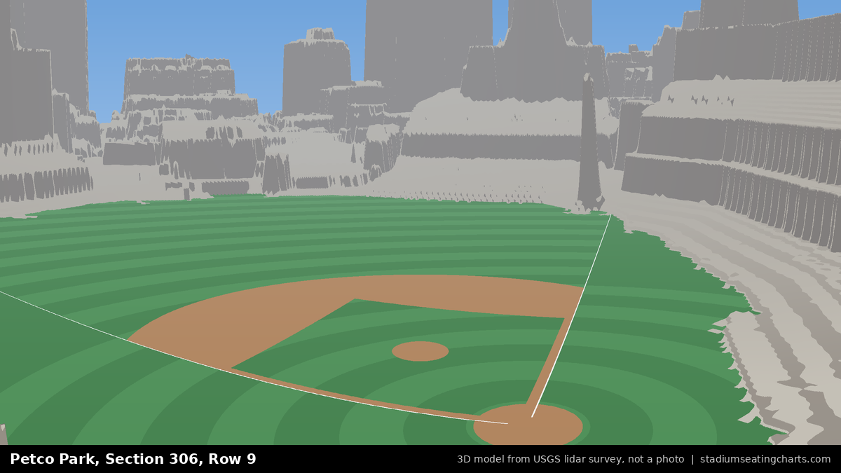 View from Petco Park Section 306, Row 9, looking toward the pitcher's mound
