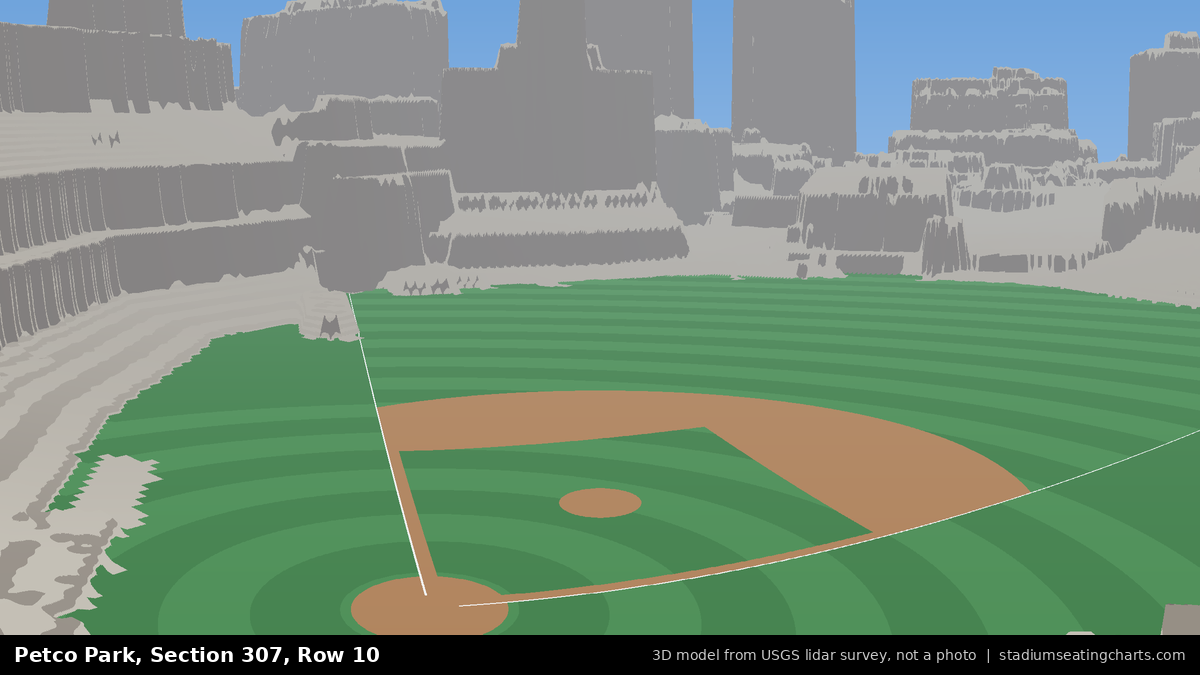 View from Petco Park Section 307, Row 10, looking toward the pitcher's mound