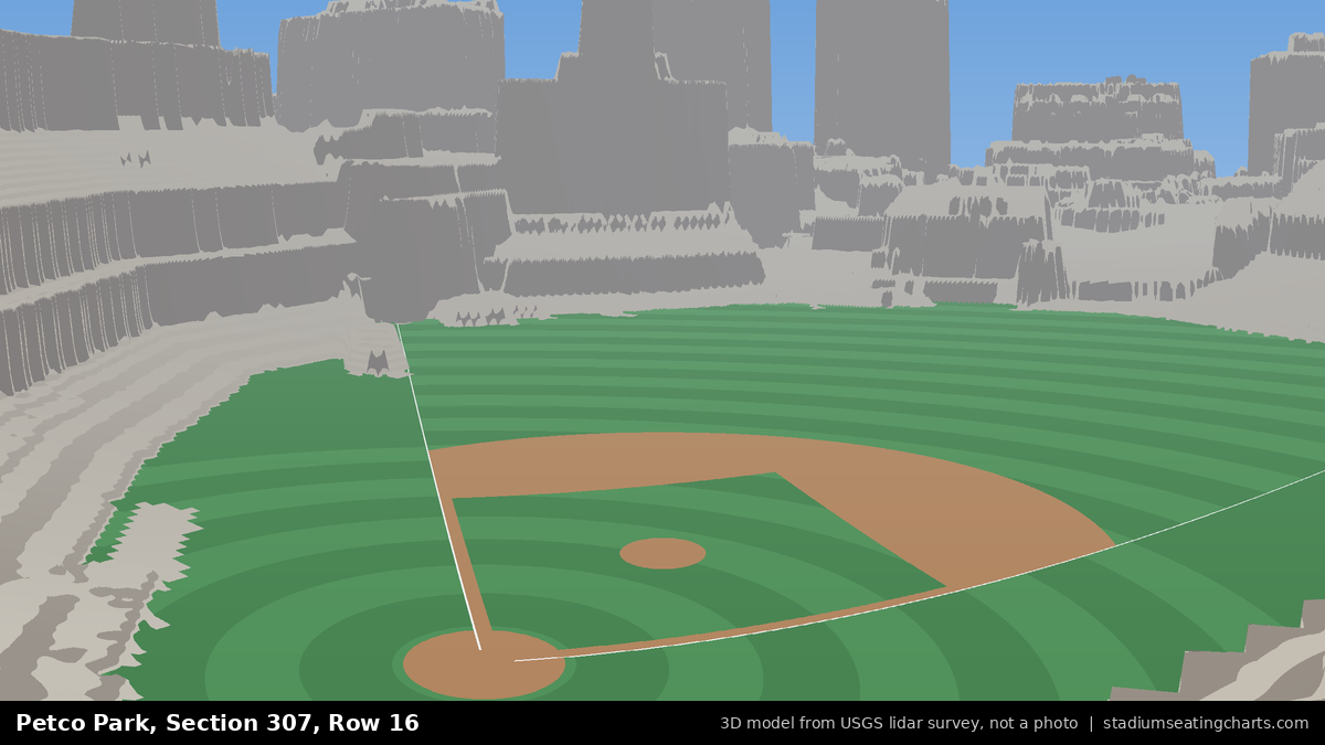 View from Petco Park Section 307, Row 16, looking toward the pitcher's mound
