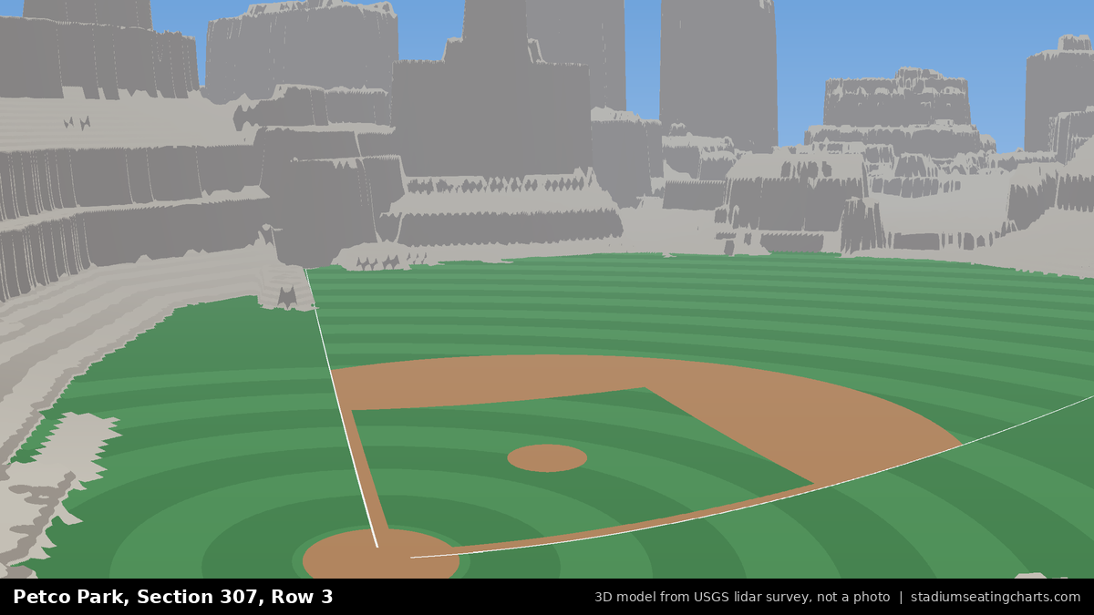 View from Petco Park Section 307, Row 3, looking toward the pitcher's mound