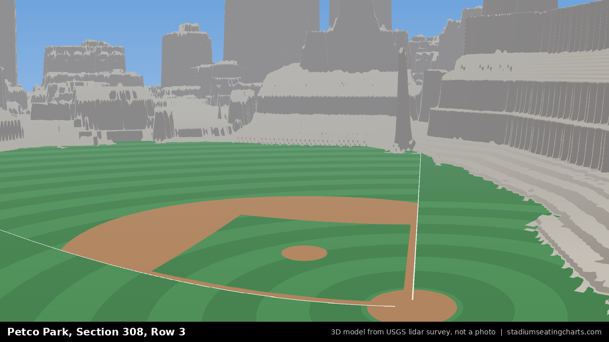 View from Petco Park Section 308, Row 3, looking toward the pitcher's mound