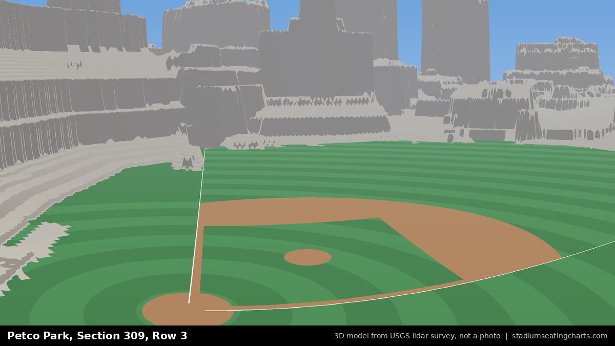 View from Petco Park Section 309, Row 3, looking toward the pitcher's mound