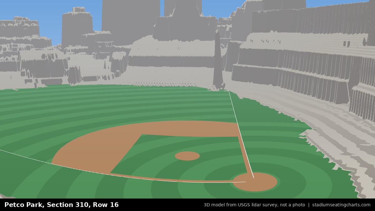 View from Petco Park Section 310, Row 16, looking toward the pitcher's mound