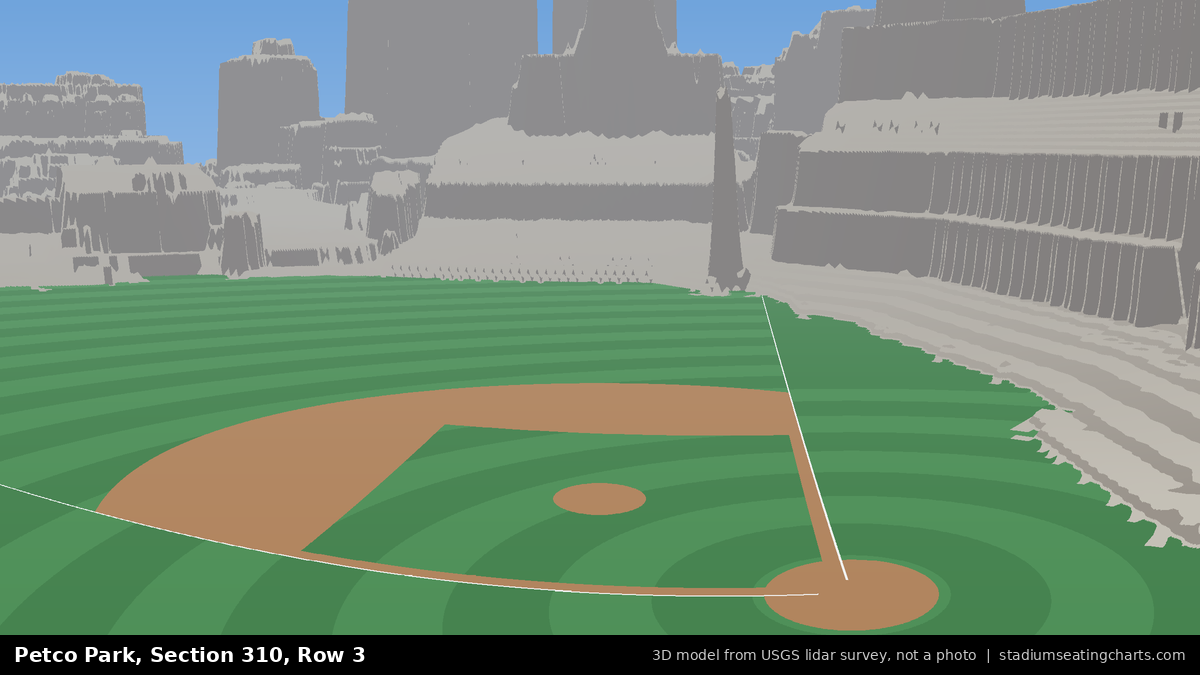 View from Petco Park Section 310, Row 3, looking toward the pitcher's mound