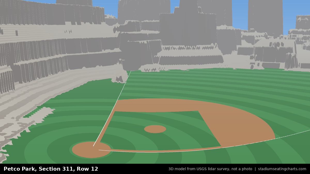 View from Petco Park Section 311, Row 12, looking toward the pitcher's mound