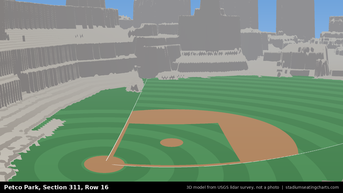 View from Petco Park Section 311, Row 16, looking toward the pitcher's mound