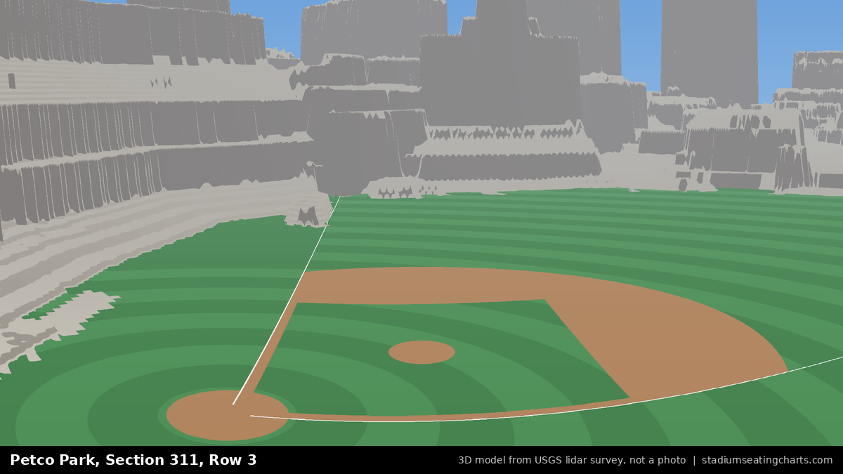 View from Petco Park Section 311, Row 3, looking toward the pitcher's mound