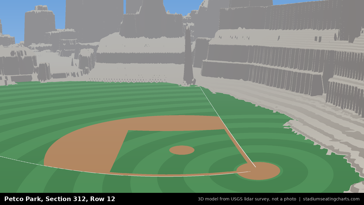 View from Petco Park Section 312, Row 12, looking toward the pitcher's mound