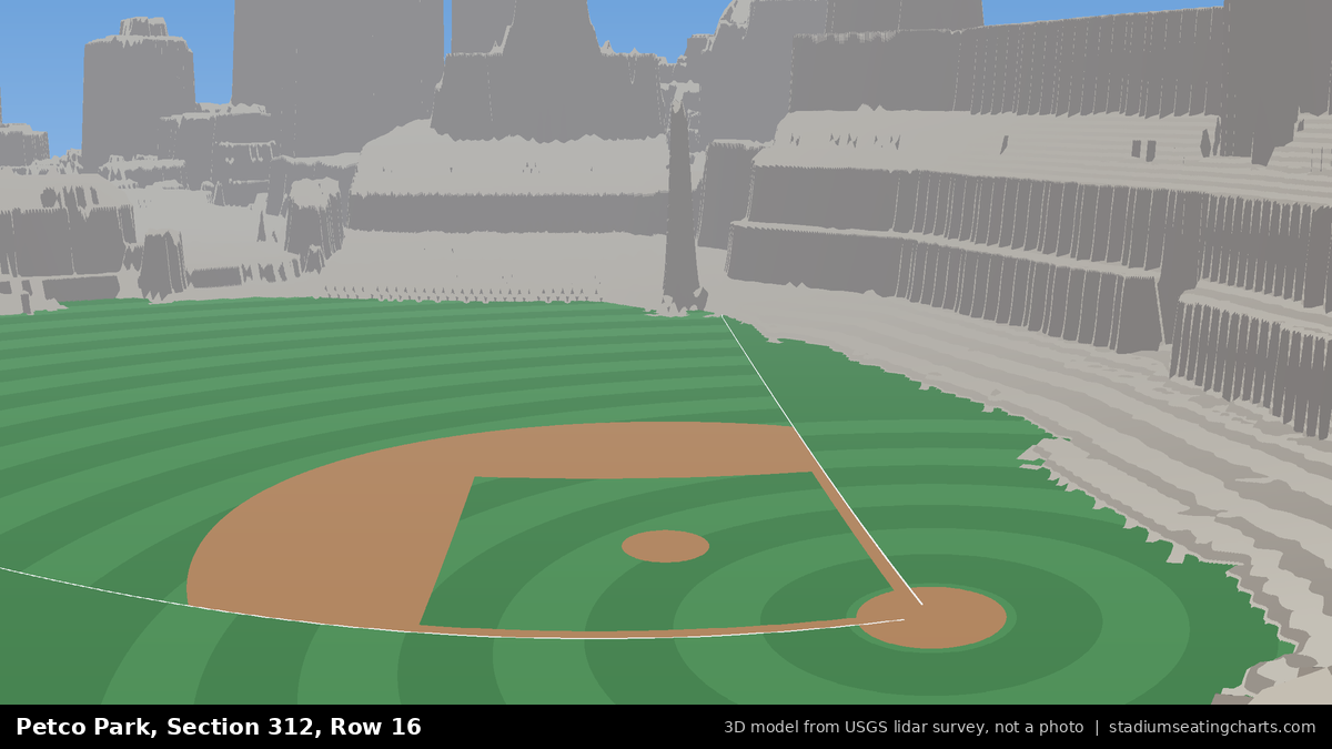 View from Petco Park Section 312, Row 16, looking toward the pitcher's mound