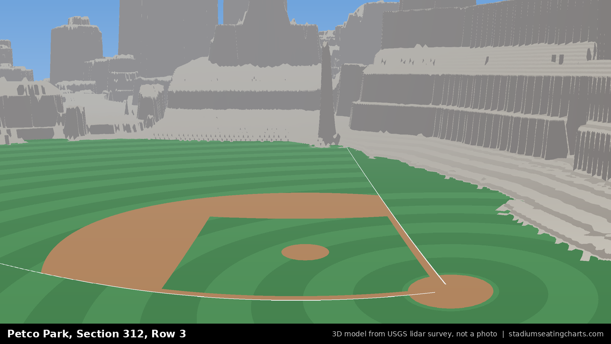 View from Petco Park Section 312, Row 3, looking toward the pitcher's mound