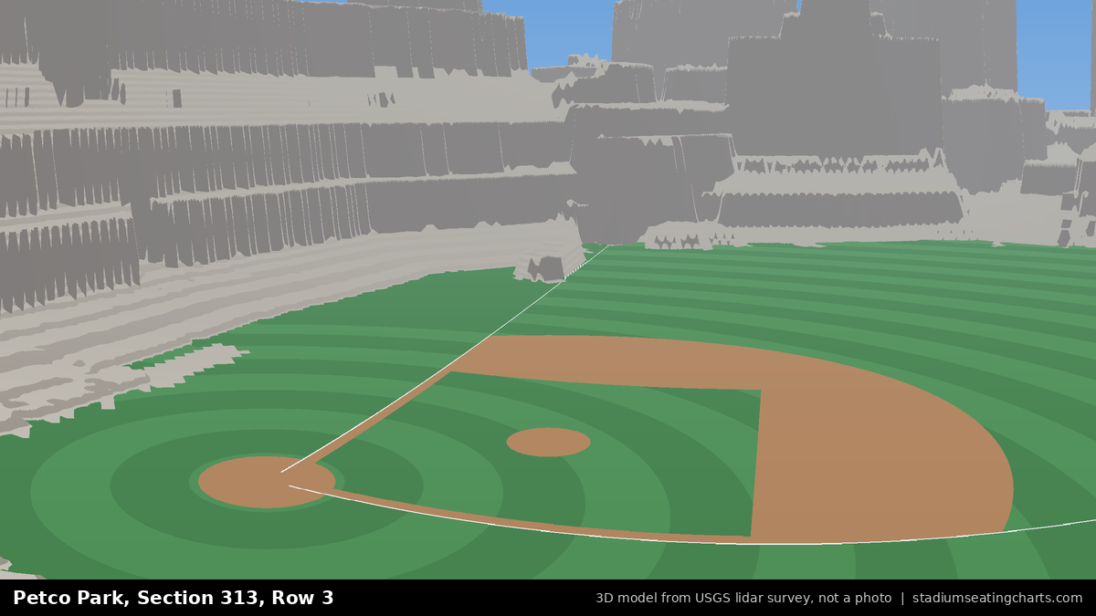 View from Petco Park Section 313, Row 3, looking toward the pitcher's mound
