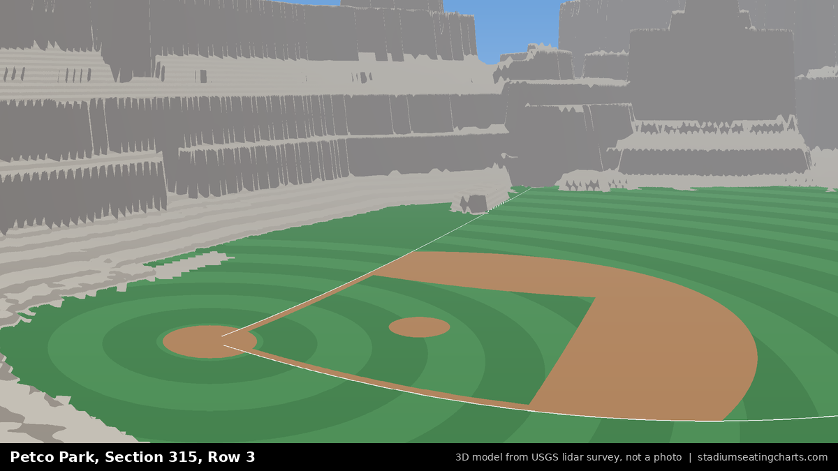 View from Petco Park Section 315, Row 3, looking toward the pitcher's mound