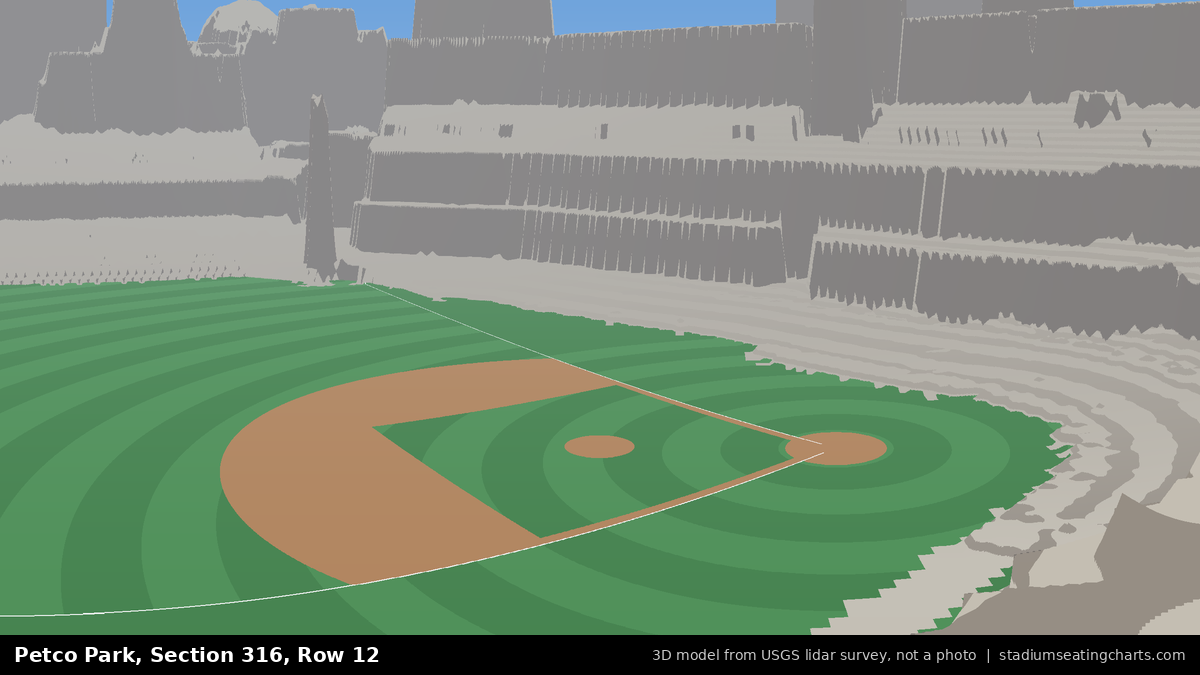 View from Petco Park Section 316, Row 12, looking toward the pitcher's mound