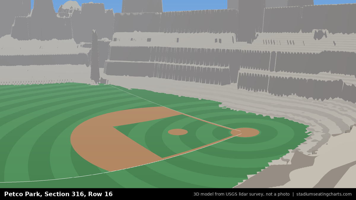 View from Petco Park Section 316, Row 16, looking toward the pitcher's mound
