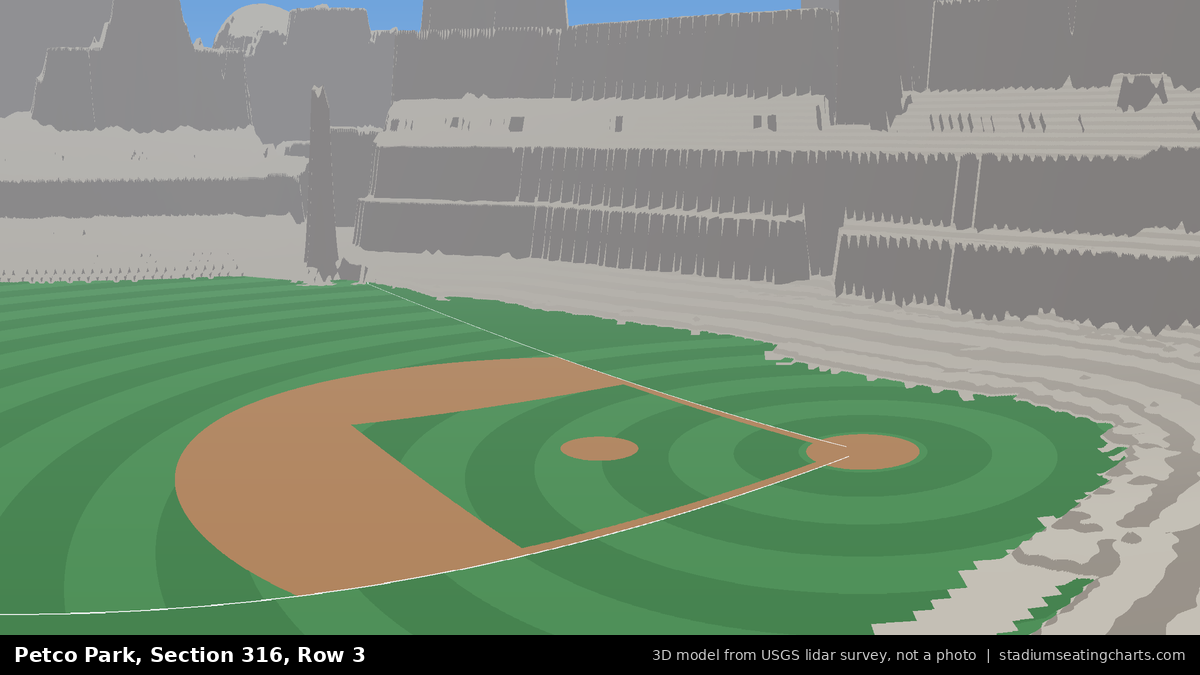 View from Petco Park Section 316, Row 3, looking toward the pitcher's mound