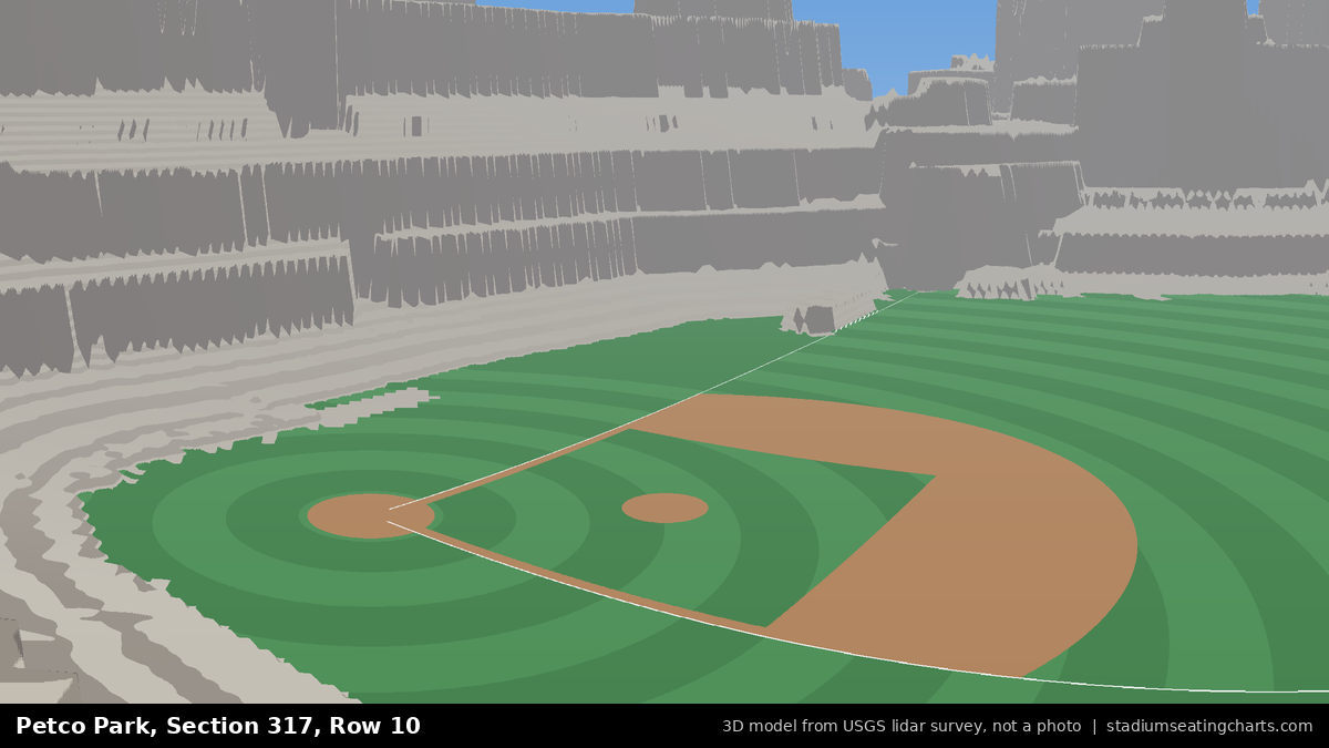 View from Petco Park Section 317, Row 10, looking toward the pitcher's mound