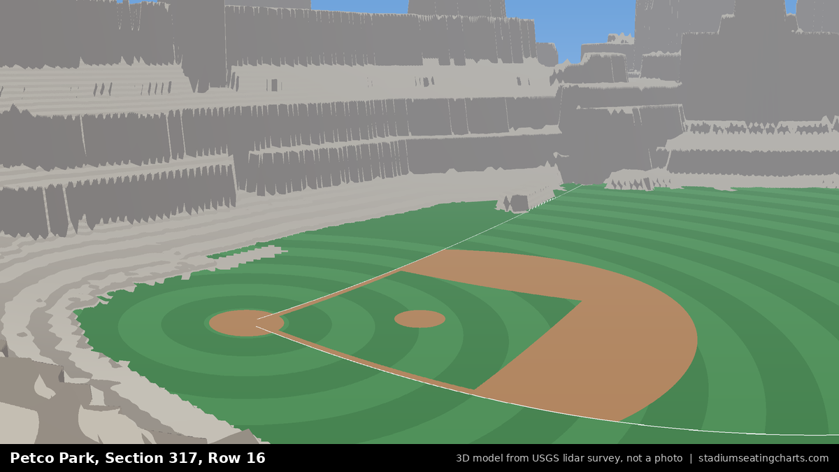 View from Petco Park Section 317, Row 16, looking toward the pitcher's mound