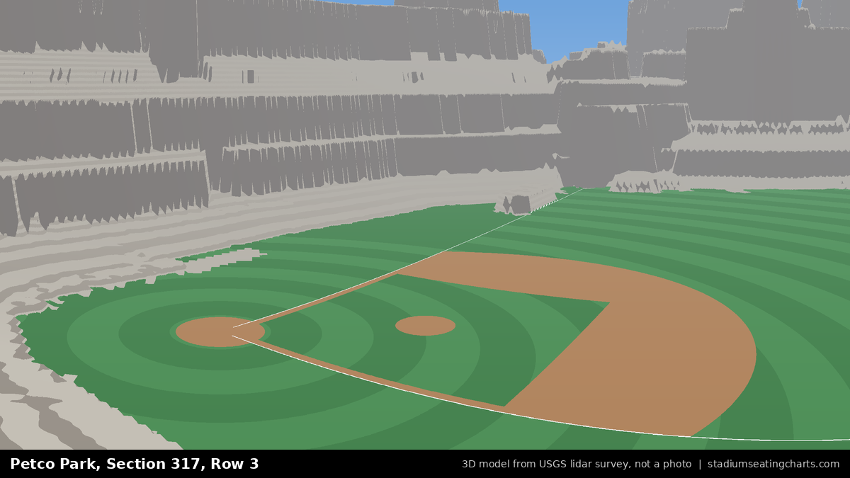 View from Petco Park Section 317, Row 3, looking toward the pitcher's mound