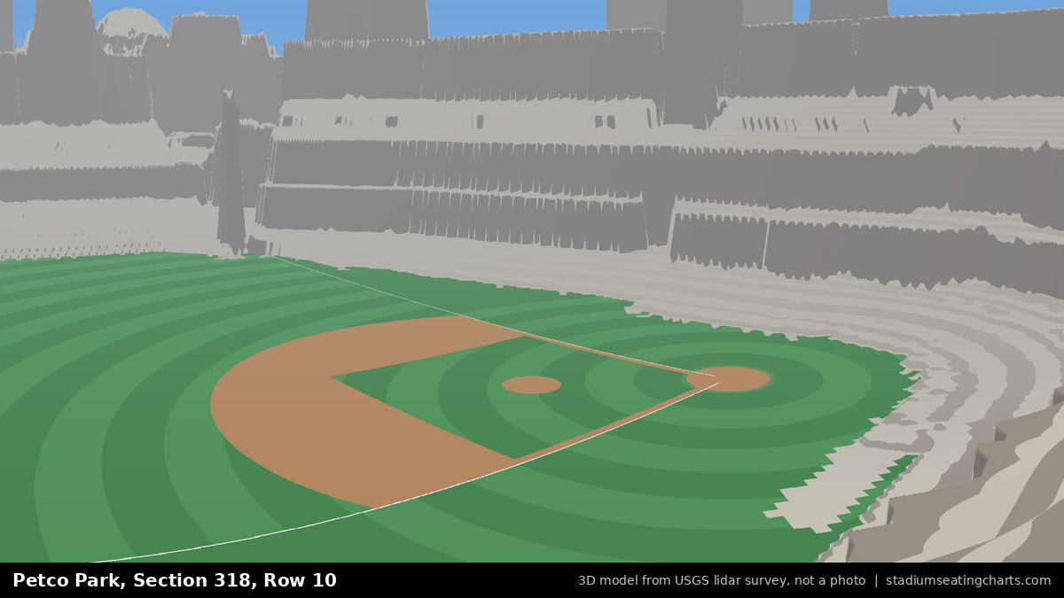 View from Petco Park Section 318, Row 10, looking toward the pitcher's mound