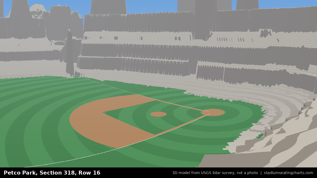 View from Petco Park Section 318, Row 16, looking toward the pitcher's mound