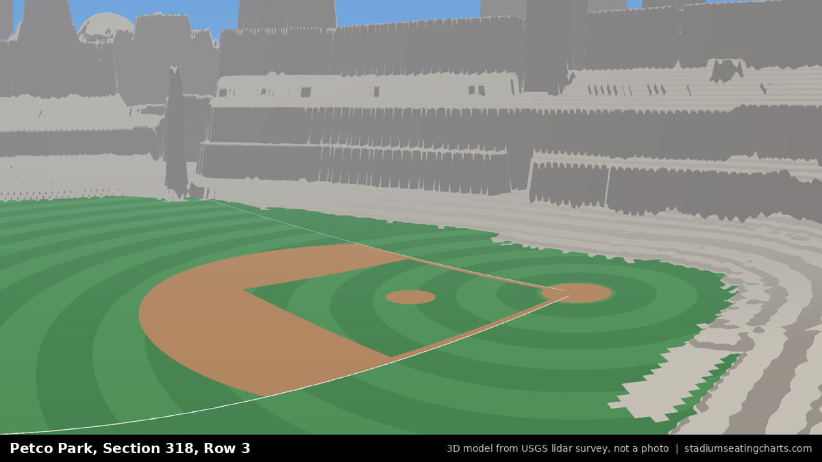 View from Petco Park Section 318, Row 3, looking toward the pitcher's mound