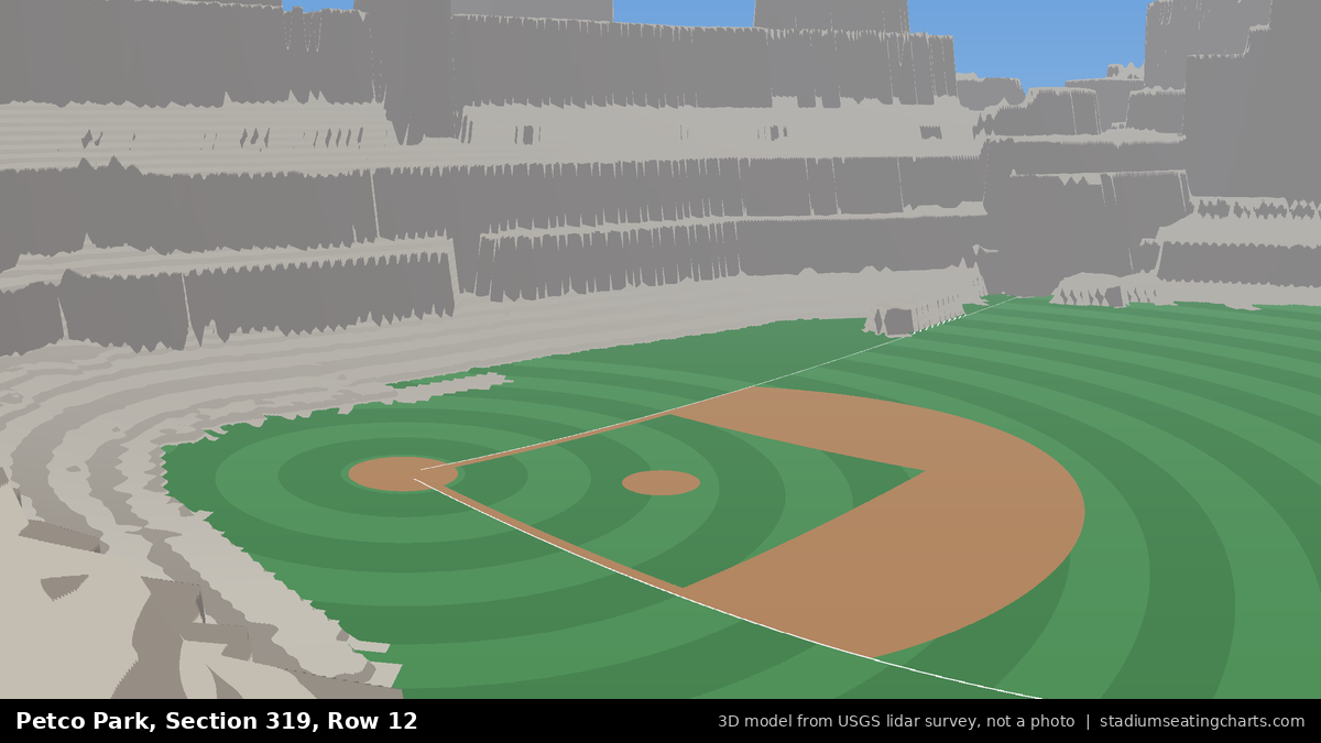 View from Petco Park Section 319, Row 12, looking toward the pitcher's mound