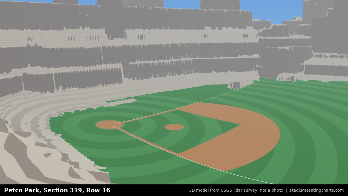 View from Petco Park Section 319, Row 16, looking toward the pitcher's mound