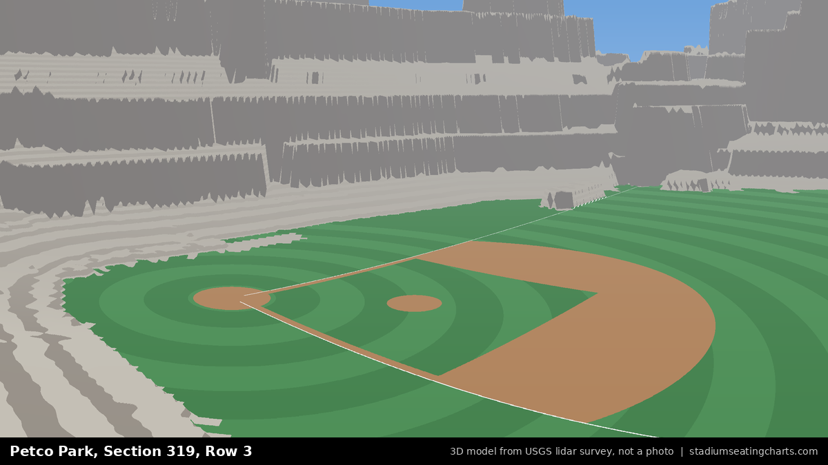View from Petco Park Section 319, Row 3, looking toward the pitcher's mound