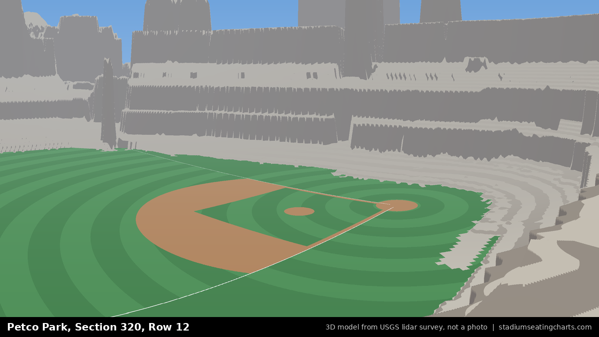 View from Petco Park Section 320, Row 12, looking toward the pitcher's mound