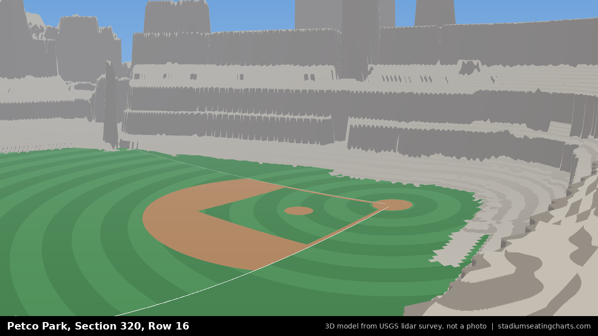View from Petco Park Section 320, Row 16, looking toward the pitcher's mound