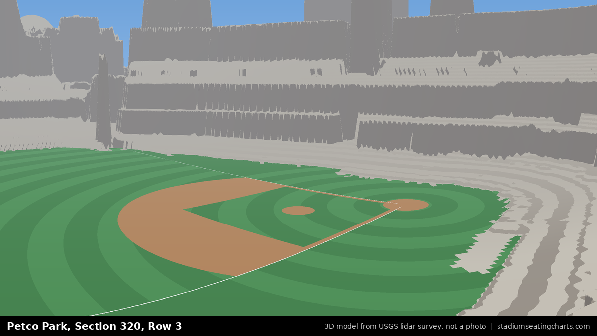 View from Petco Park Section 320, Row 3, looking toward the pitcher's mound