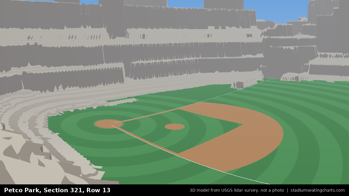 View from Petco Park Section 321, Row 13, looking toward the pitcher's mound