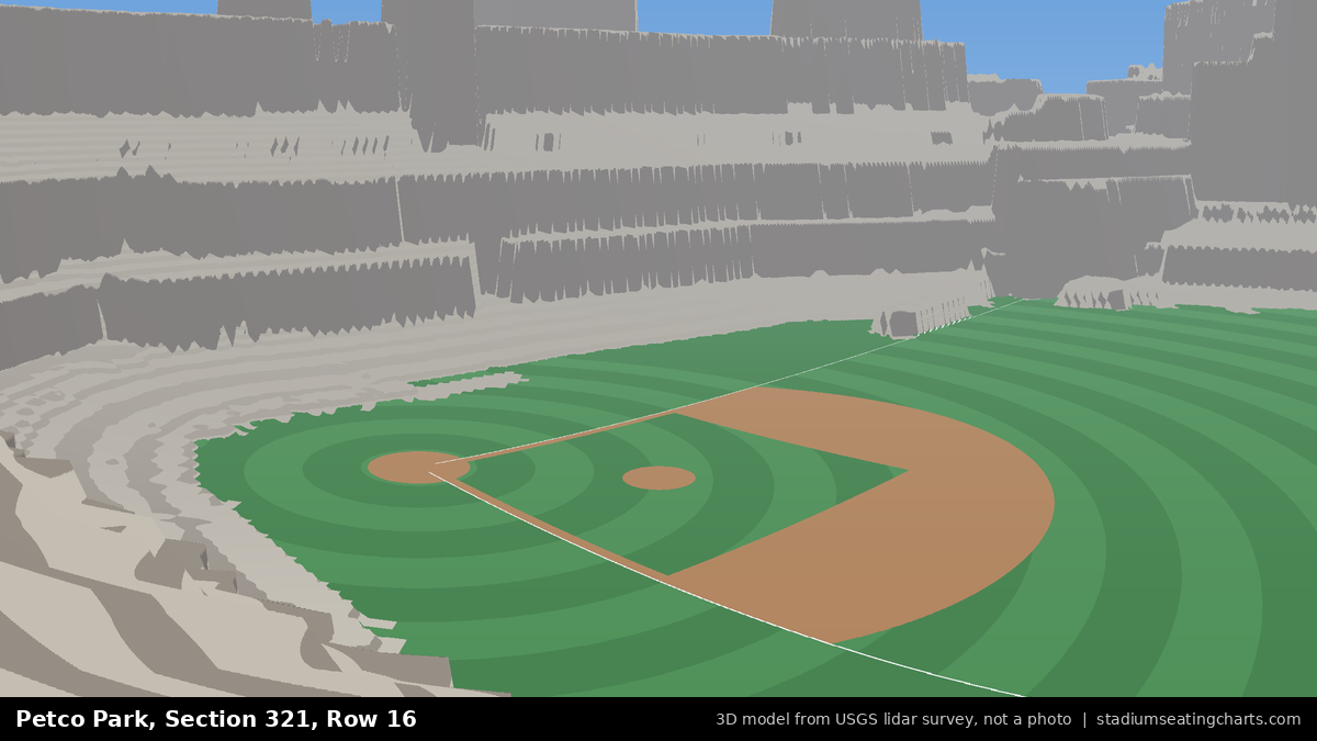 View from Petco Park Section 321, Row 16, looking toward the pitcher's mound